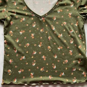 Swamp green ruffle crop top